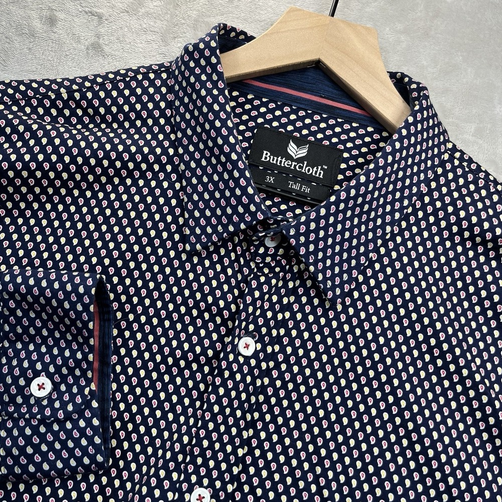 Buttercloth Shirt Mens 3X Tall Fit Long Sleeve Geometric Button Up
